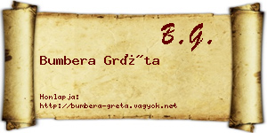 Bumbera Gréta névjegykártya